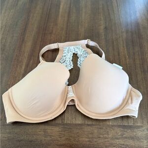 Soma Embraceable Full Coverage Geo Lace Racerback Bra Size 38D Tan/Ivory